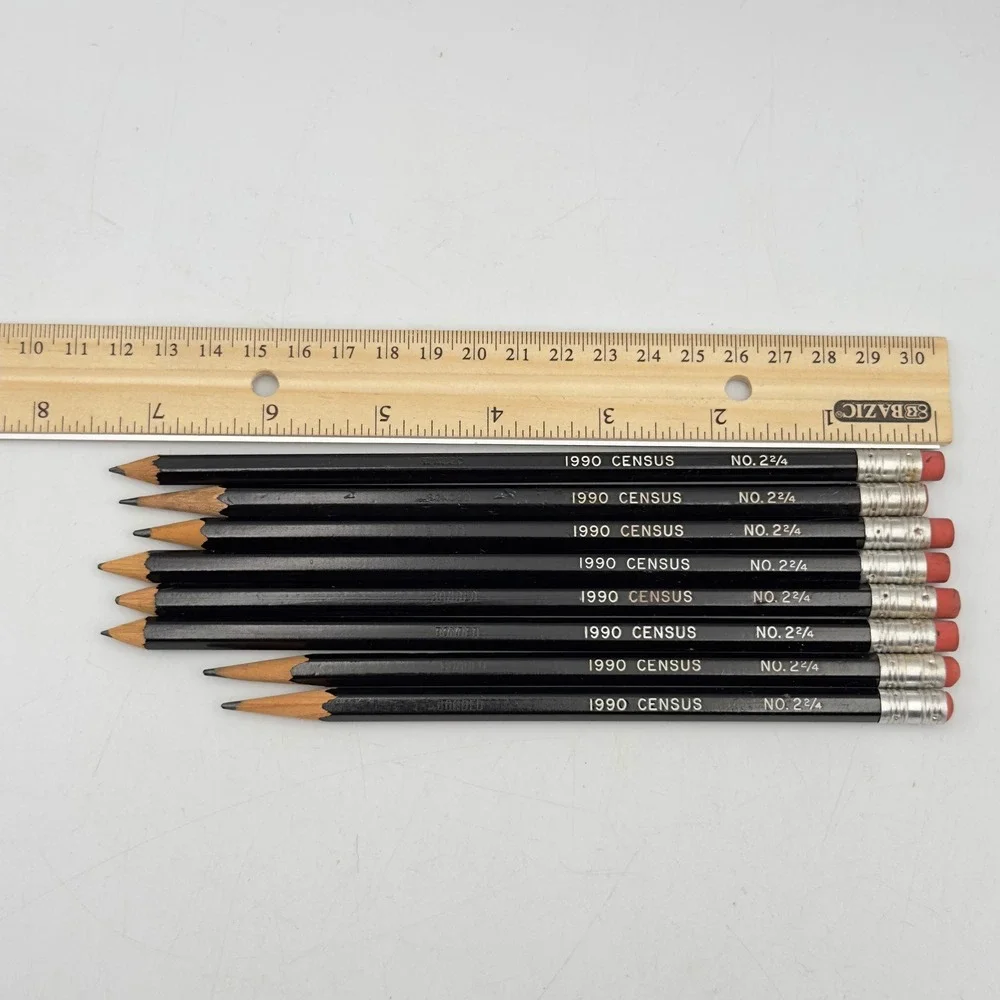 Vintage 1990 Census No. 2 2/4 Bonded Black Pencils Set of 8 Collectible